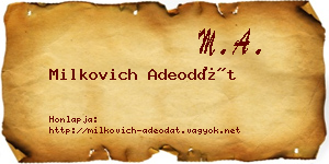 Milkovich Adeodát névjegykártya